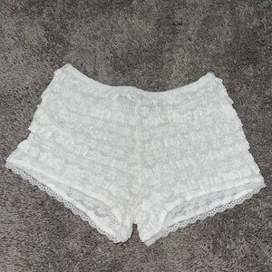 Princess Polly White Lace Ruffle Women's Shorts